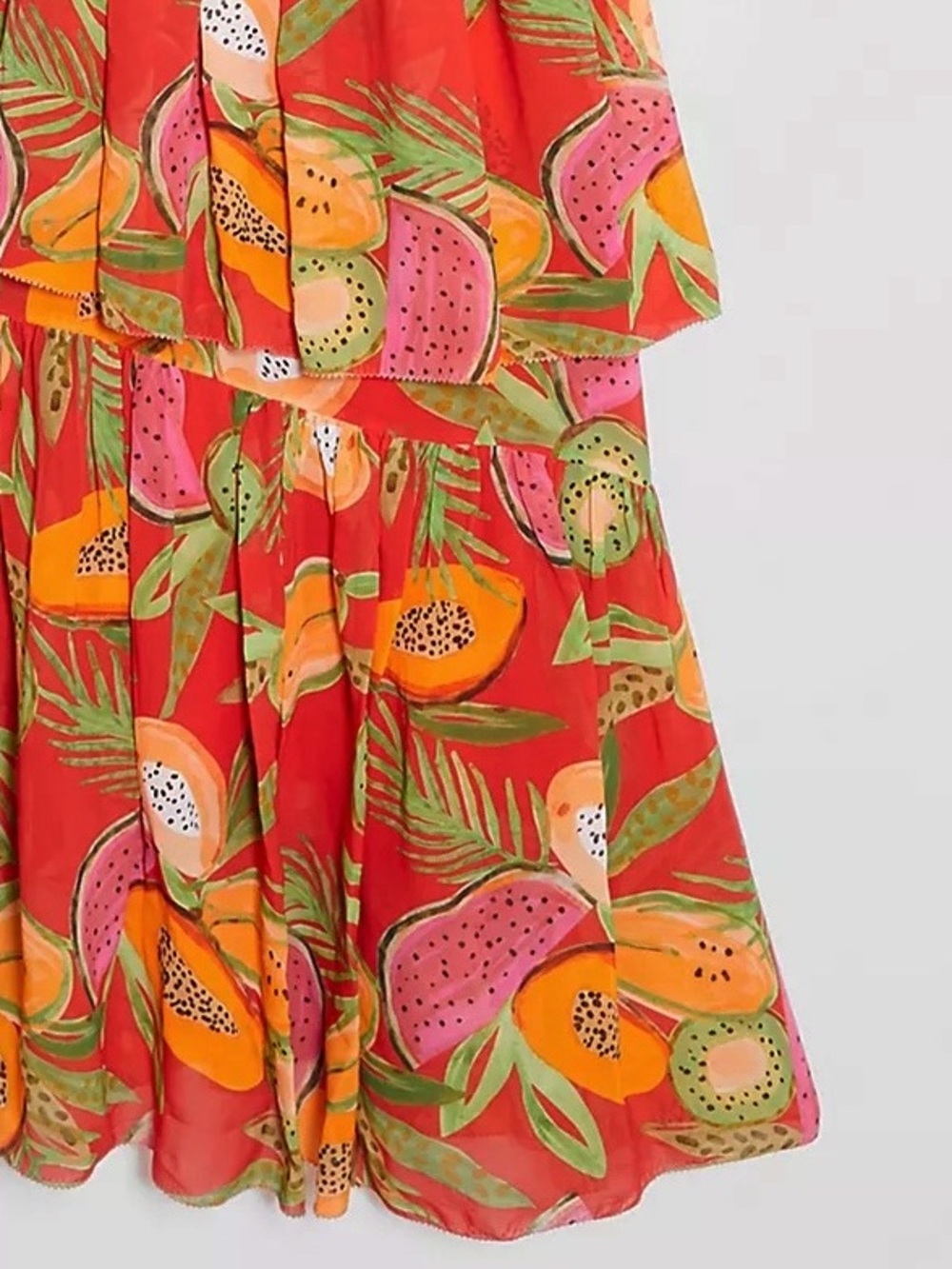 Anthropologie Farm Rio Papaya Maxi Dress Tropical Fruit Watermelon Kiwi L XL NWT - Picture 5 of 5